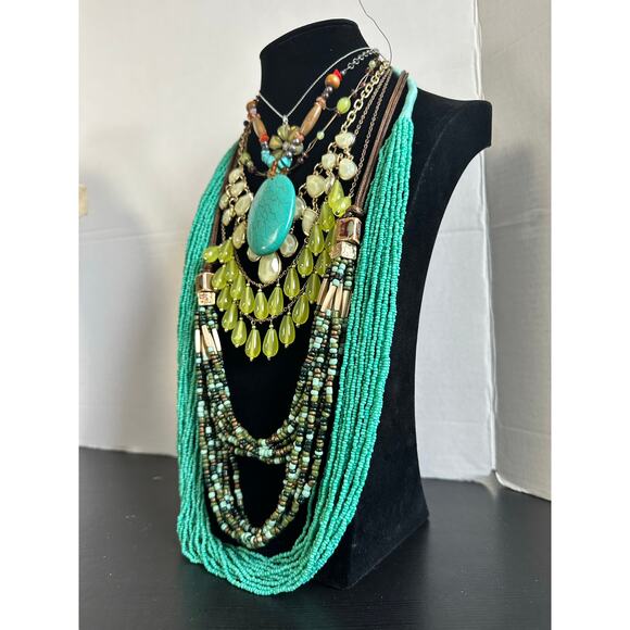 Shades of Green and Turqouise Vintage to Modern Costume Jewelry - Picture 7 of 16
